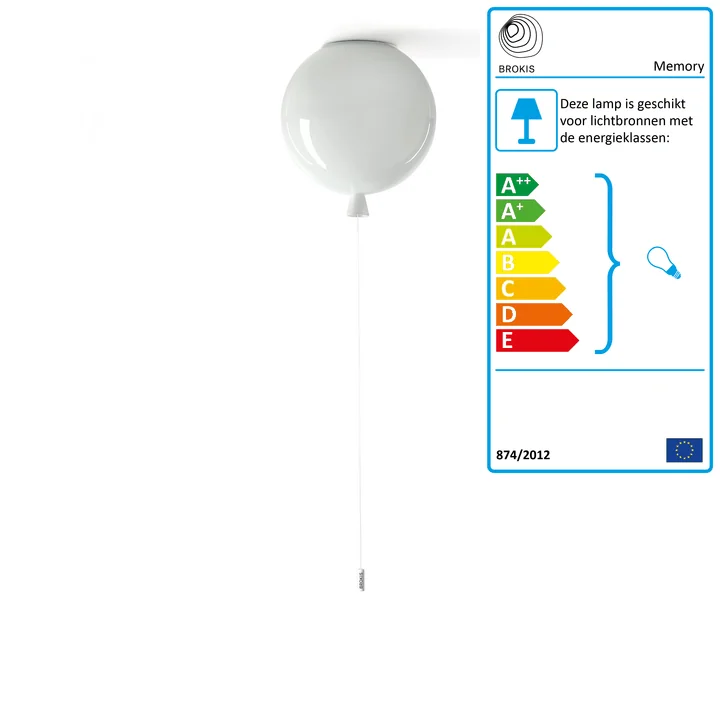 Geheugen plafondverlichting van Brokis - Ø 25 x H 27,5 cm, wit / kabel wit