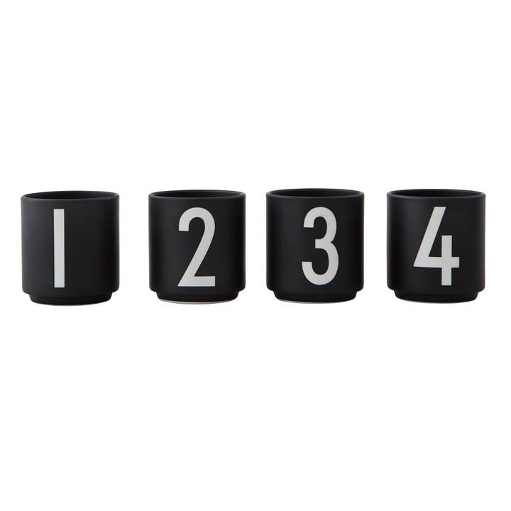 Porseleinen mini mok (set van 4) van Design Letters in zwart