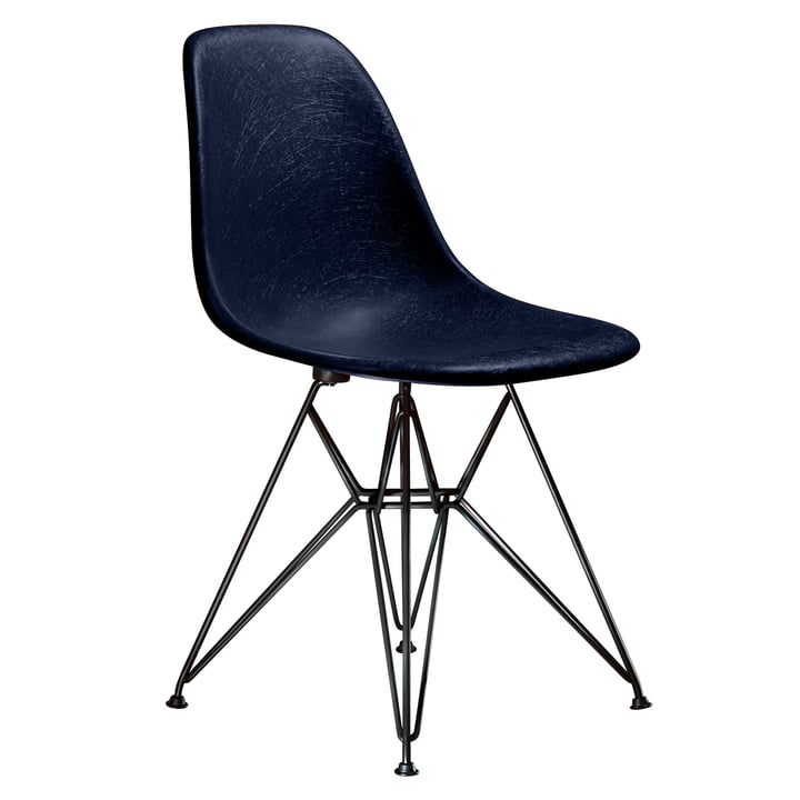 Eames Fiberglass Side Chair DSR van Vitra - basic dark / Eames marine blauw