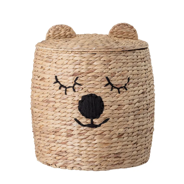 Mand met deksel van Bloomingville - Ø 40 x H 50 cm, natuur