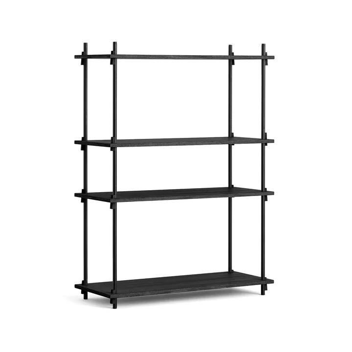 Shelving System van Moebe - Medium Single, zwart gebeitst eikenhout