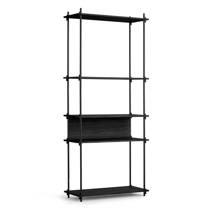 Shelving System van Moebe - Tall Single, zwart gebeitst eikenhout