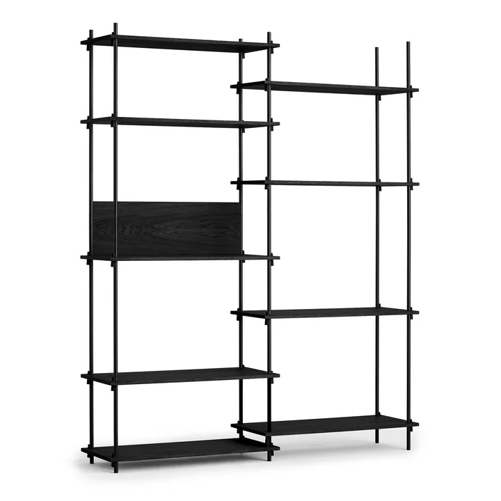 Shelving System van Moebe - Tall Double, zwart gebeitst eikenhout