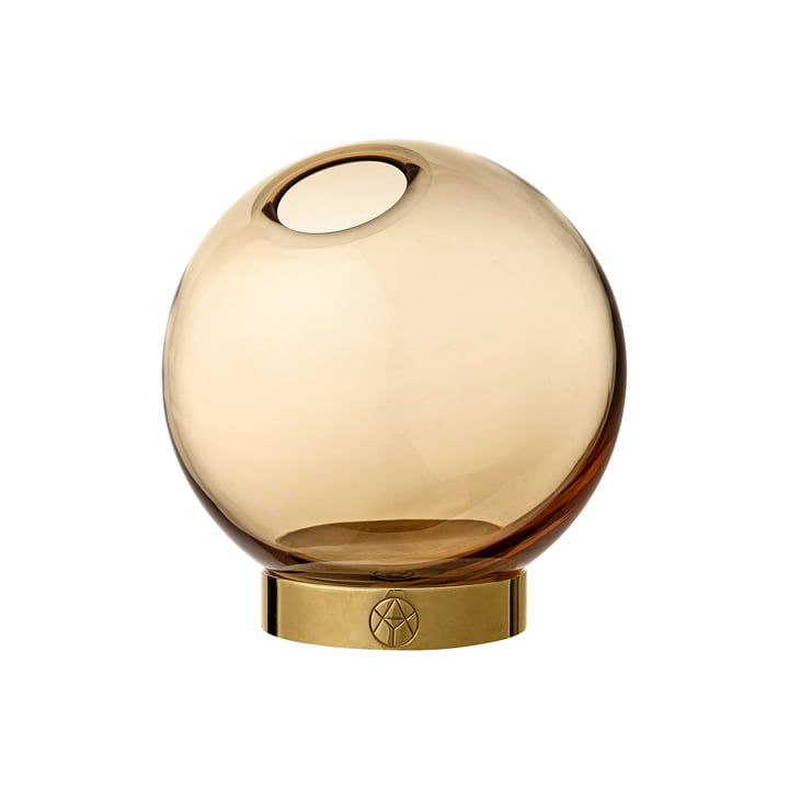 Globe Vaas mini, Ø 10 x H 10 cm in amber/goud van AYTM