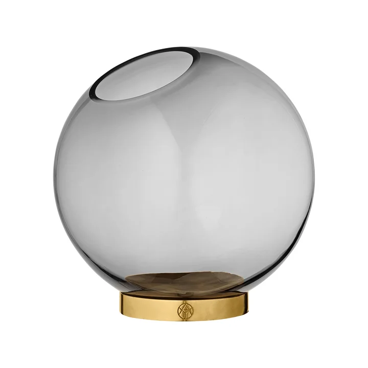 Globe Vaas medium, Ø 17 x H 17 cm, zwart / goud bij AYTM