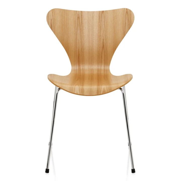 Serie 7 Stoel (46,5 cm) van Fritz Hansen in natuurlijk iep / verchroomd