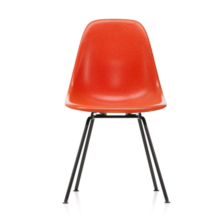 Eames Glasvezel zijstoel DSX by Vitra in basic dark / Eames rood-oranje