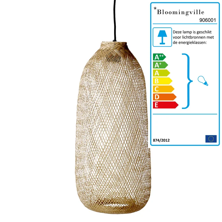 Bamboe hanglamp van Bloomingville, Ø 25 x H 65 cm