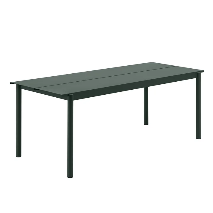Linear Steel Tafel, 200 x 80 cm in donkergroen van Muuto