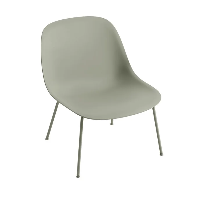Fiber Lounge Chair Tube Base in stoffig groen van Muuto