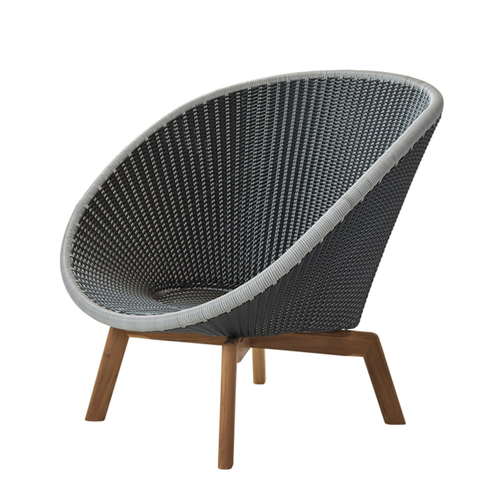 Peacock Lounge fauteuil (5458) van Cane-line in teak / grijs / lichtgrijs