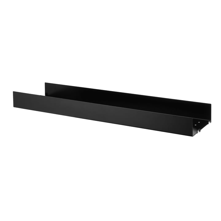 Metalen plank met hoge rand 78 x 20 cm van String in zwart