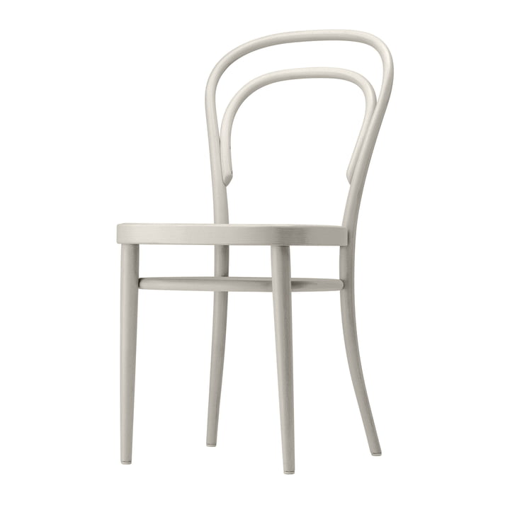 214 M gebogen houten stoel van Thonet met trogvormige zitting voorgevormd multiplex / wit gebeitst beuken (TP 200)