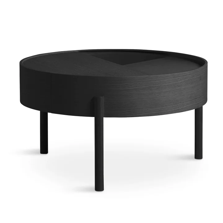 Arc Salontafel Ø 66 cm H 38 cm van Woud in zwart gelakt essenhout