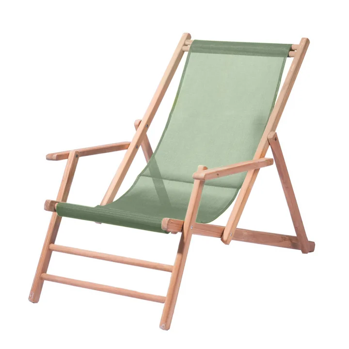 Maxx Deckchair van Jan Kurtz gemaakt van teakhout met bekleding van plastic stof sage