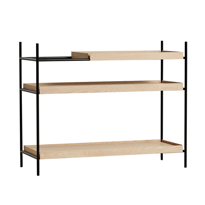 Tray Shelf laag vanaf Woud in natuurlijk eiken / zwart