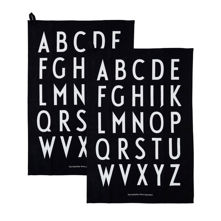Classic Theedoek in zwart (set van 2) van Design Letters