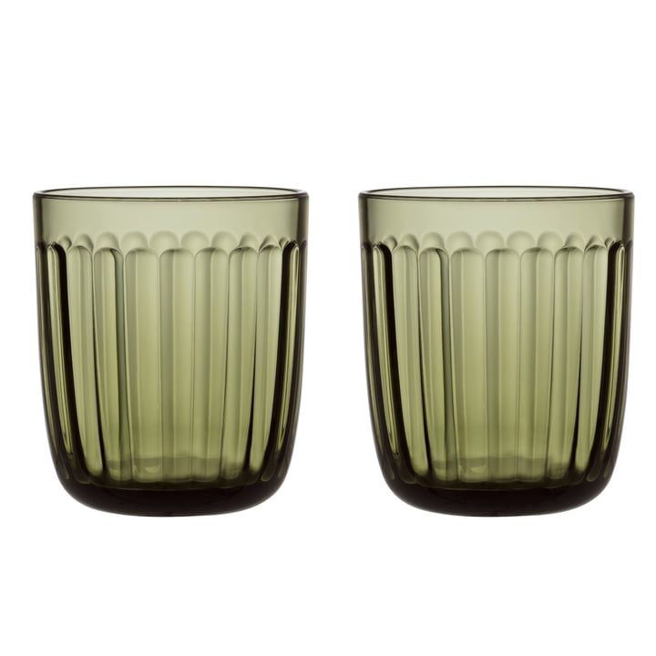 Raami drinkglas 26 cl (set van 2) uit Iittala in mosgroen, met een glas van 26 cl (set van 2).