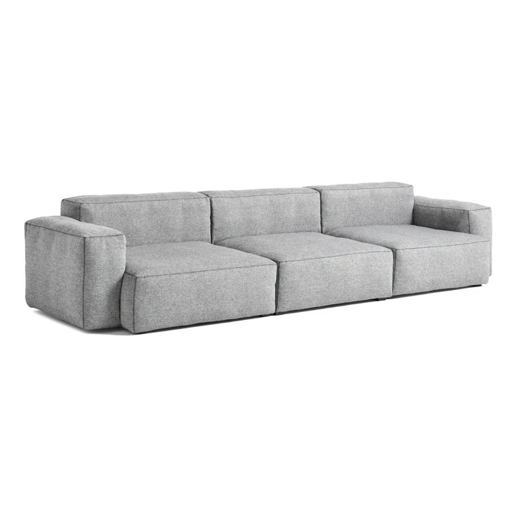Mags Soft Sofa 3-zits combinatie 1 armleuning laag van HAY in lichtgrijs (Hallingdal 130) / stiksel: donkergrijs