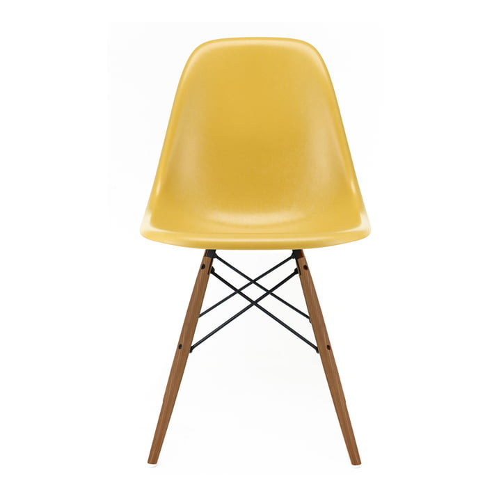 Eames Fiberglass Side Chair DSW van Vitra in essenhoning / Eames oker licht