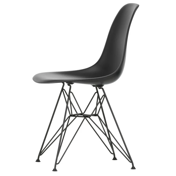 Eames Kunststof zijstoel DSR van Vitra in basic dark / diep zwart