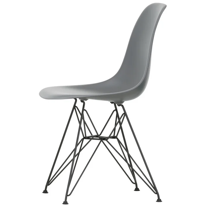 Eames Kunststof zijstoel DSR van Vitra in basic dark / granietgrijs