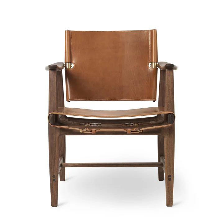 BM1160 Huntsman Chair, Walnoot geolied / Zadelleer cognac (messing beslag) van Carl Hansen.