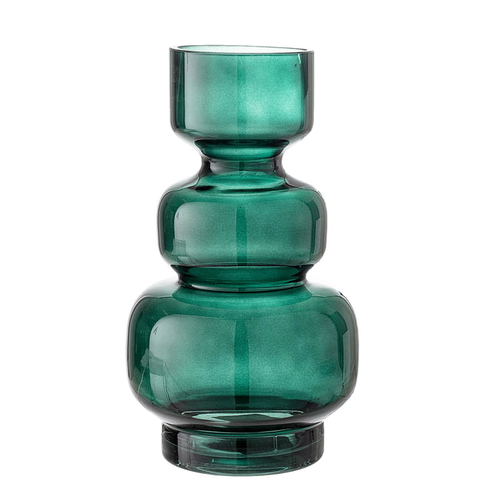 Glazen vaas Ø 14,5 x H 25 cm van Bloomingville in het groen.
