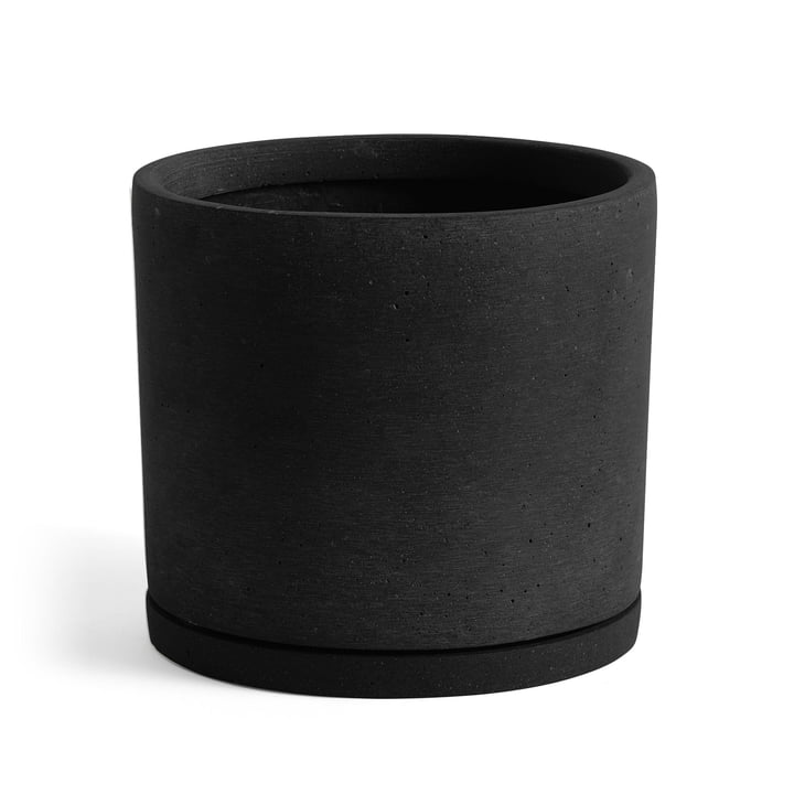 Bloempot met schotel cilindrisch XXL, Ø 24 x H 21,5 cm in zwart van Hay