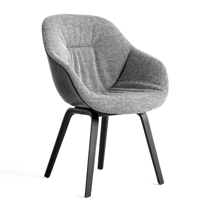 HAY - About A Chair AAC 123 Soft Duo , eiken zwart gebeitst / interieurbekleding Hallingdal 166 / achterzijde Sense zwart