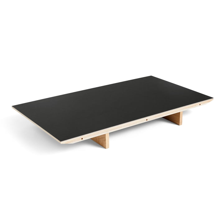 Inlegplaat voor CPH30 uitschuifbare eettafel, 50 x 80 cm, oppervlak: linoleum zwart / rand: mat gelakt multiplex van Hay