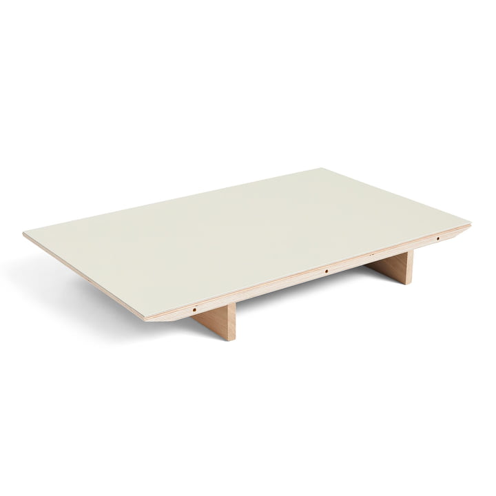 Inlegplaat voor CPH30 uitschuifbare eettafel, 50 x 80 cm, oppervlak: linoleum gebroken wit / rand: mat gelakt multiplex van Hay