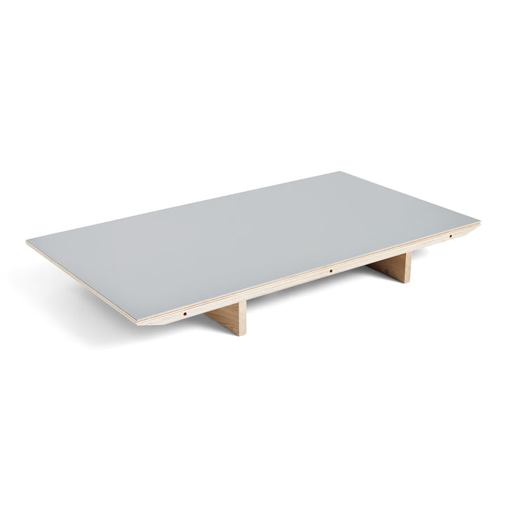Inlegplaat voor CPH30 uitschuifbare eettafel, 50 x 80 cm, oppervlak: linoleum grijs / rand: mat gelakt multiplex van Hay