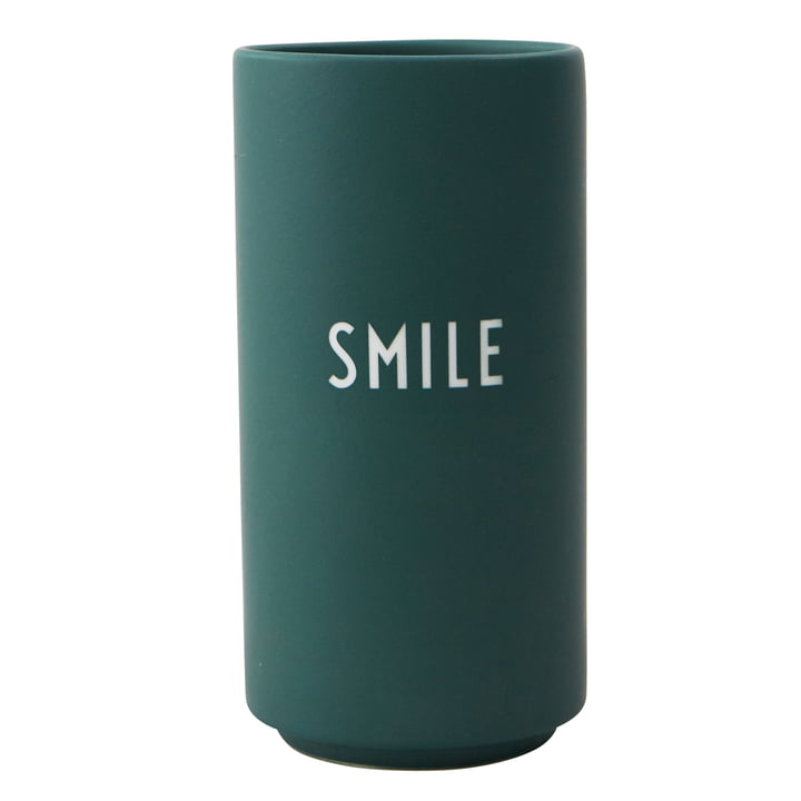 AJ Favoriete porseleinen vaas met een glimlach van Design Letters in donkergroen