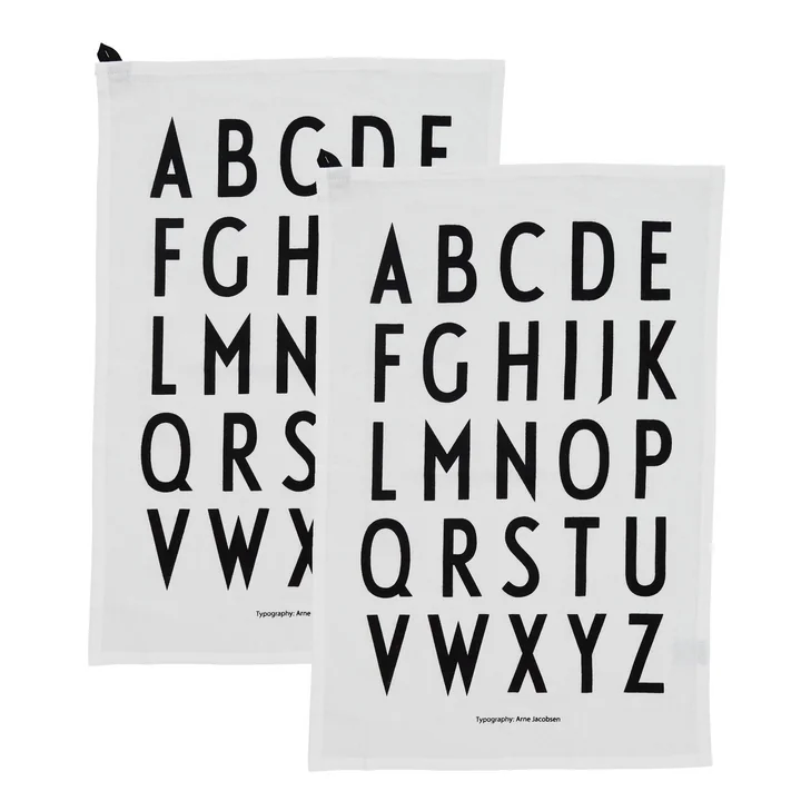 Classic Theedoek van Design Letters in wit (set van 2)