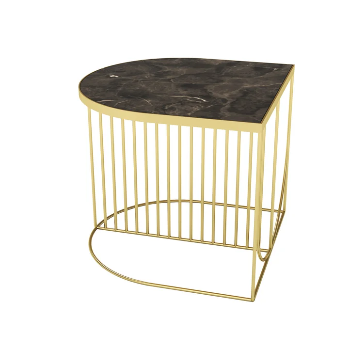 Sino-koffietafel 50 x 50 cm van AYTM in goud/marmeren bruin