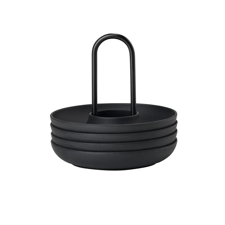 Singles Eierdopje met houder van Zone Denmark in zwart (set van 4)