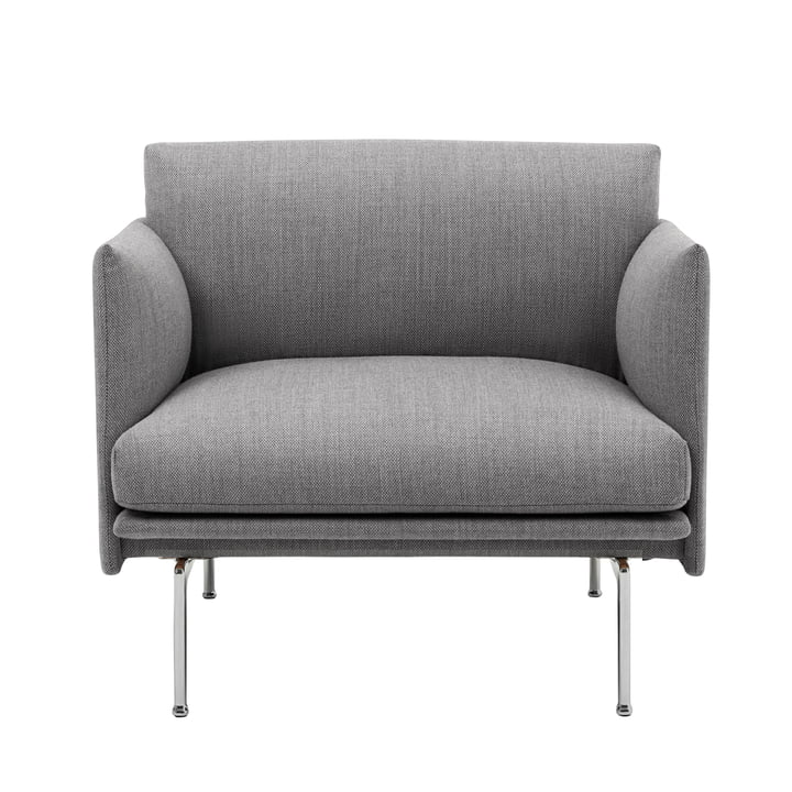 Outline Studio Muuto Fauteuil uit grijs (fiord 151) / gepolijst aluminium