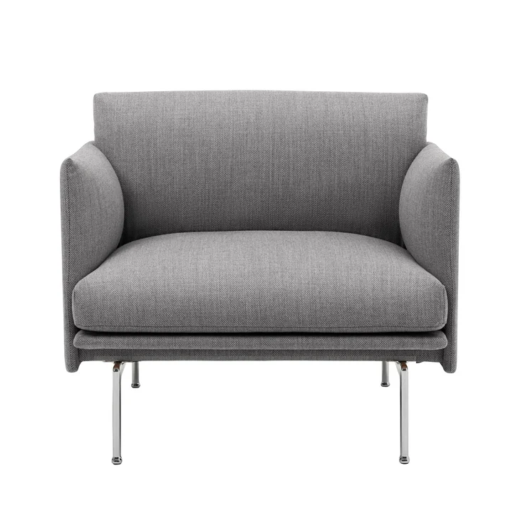 Outline Studio Muuto Fauteuil uit grijs (fiord 151) / gepolijst aluminium