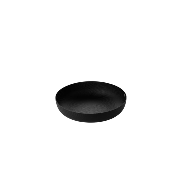 schaal Ø 21 x H 4,7 cm van Alessi in het zwart met reliëfdecoratie