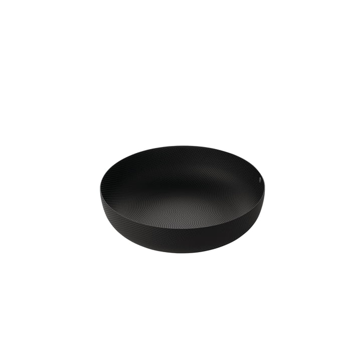 schaal Ø 24 x H 6 cm van Alessi in het zwart met reliëf decoratie