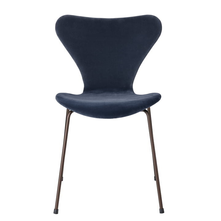 Series 7 Velvet Edition-stoel volledig bekleed met Fritz Hansen in grijsblauw