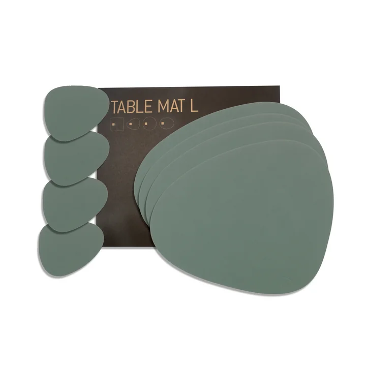 Geschenkset Curve L van Lind DNA in Nupo pastelgroen (4 placemats + 4 glazen onderzetters)