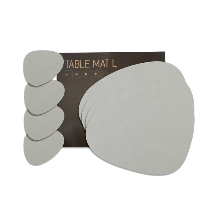 Cadeauset Curve L by LindDNA in Nupo metallic (4 placemats + 4 glazen onderzetters)