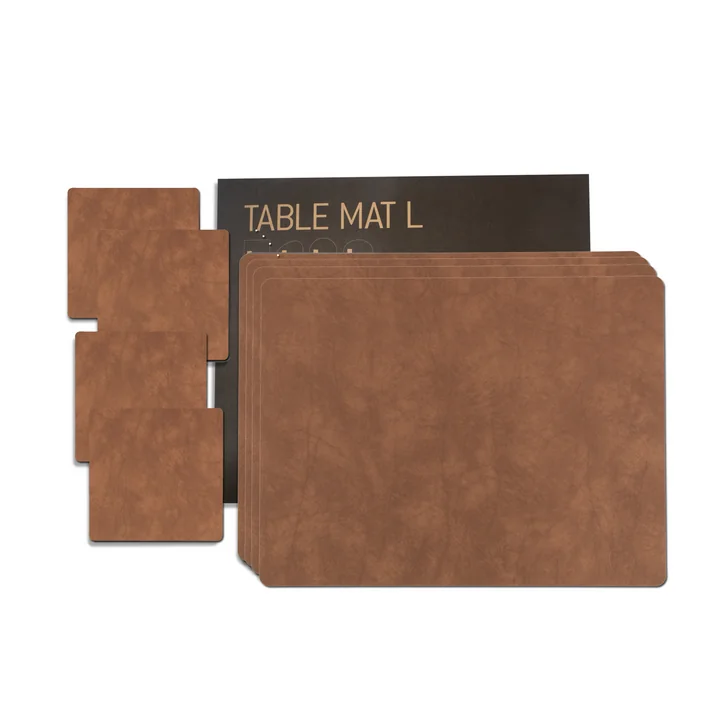Geschenkset Square L van Lind DNA in Nupo natuur (4 placemats + 4 glazen onderzetters)