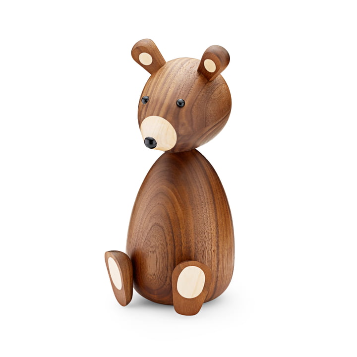 Papa beer houten figuur H 23,5 cm van Lucie Kaas in notenhout.