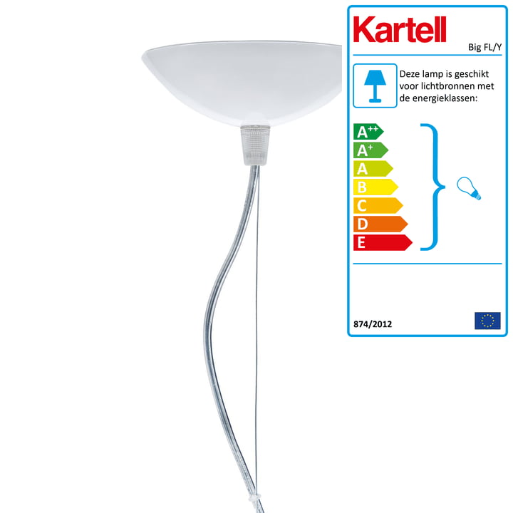 Grote FL/Y pendelarmatuur, wit glanzend, wit van Kartell