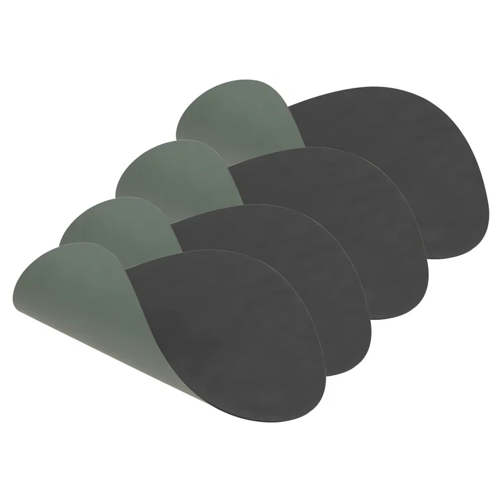 Placemat Curve L Double van Lind DNA in Cloud antraciet / Nupo pastelgroen (set van 4)