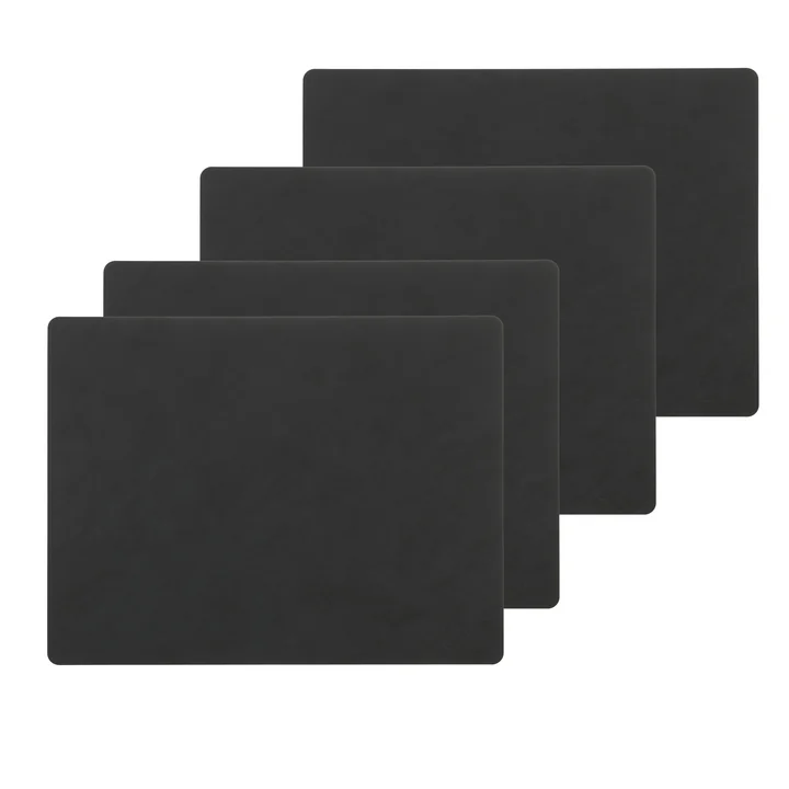 Placemat Square L , 35 x 45 cm van Lind DNA in Nupo zwart (set van 4)