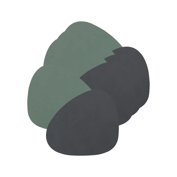 Glazen onderzetters Curve Double van Lind DNA in wolk antraciet / Nupo pastelgroen (set van 4)